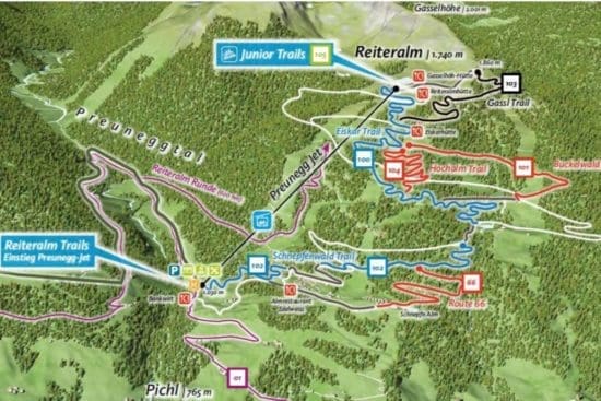 Trailplan des Bike Parks Reiteralm ©Reiteralm Bergbahnen
