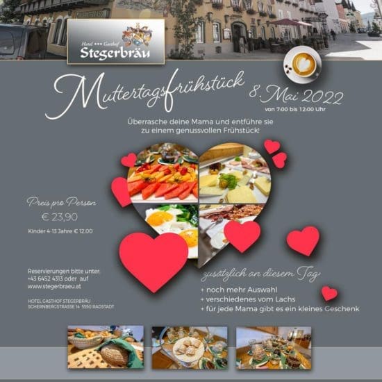 Genussvoll gemeinsame Zeit beim Muttertagsfrühstück im Stegerbräu genießen