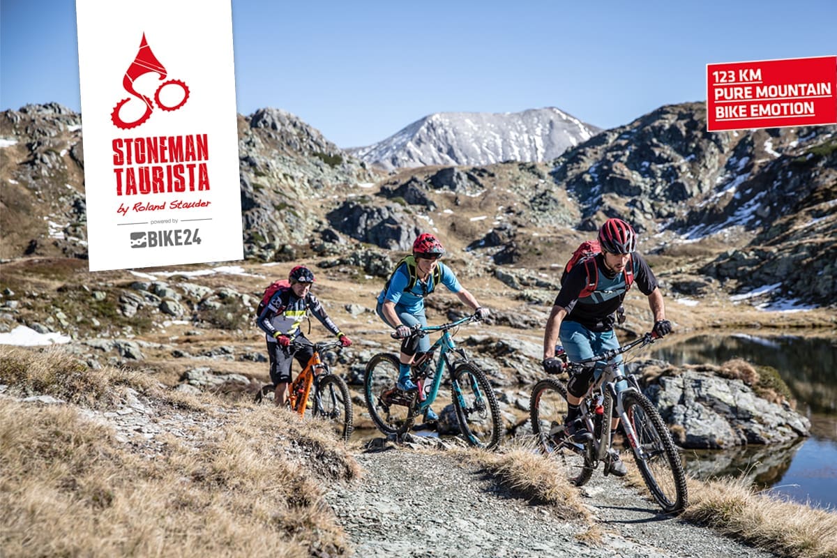 Mountainbiker auf dem Stoneman Taurista Trail entlang der herausfordernden Tauernpass-Überquerung